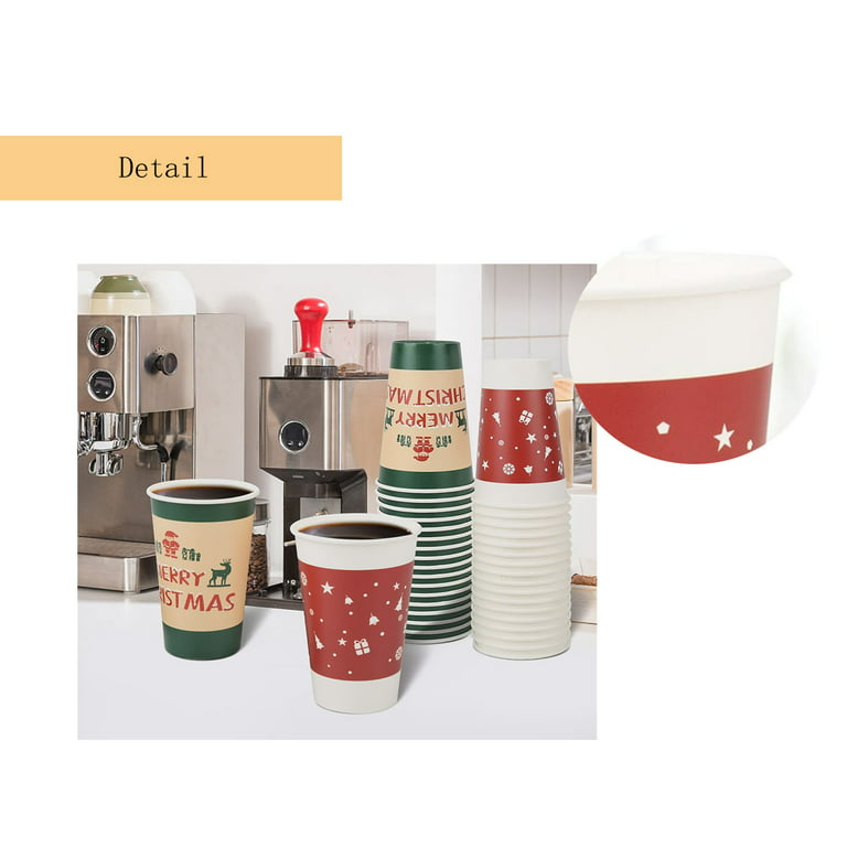Disposable Paper Coffee Cups Christmas Cups W/O Lids Festive Cups for Hot  or Cold Beverages Decorative Holiday Cups for Christmas 
