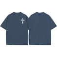thumbnail image 6 of adaychics Men Christian T Shirts Cross Print Short Sleeve Round Neck Cotton Tee Shirt Loose Fit Summer Tops for Daily, 6 of 9