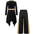 thumbnail image 3 of iiniim Girls Asymmetrical Lyrical Praise Dance Dress Liturgical Worship Church Robe with Palazzo Pants Set Black 10, 3 of 7