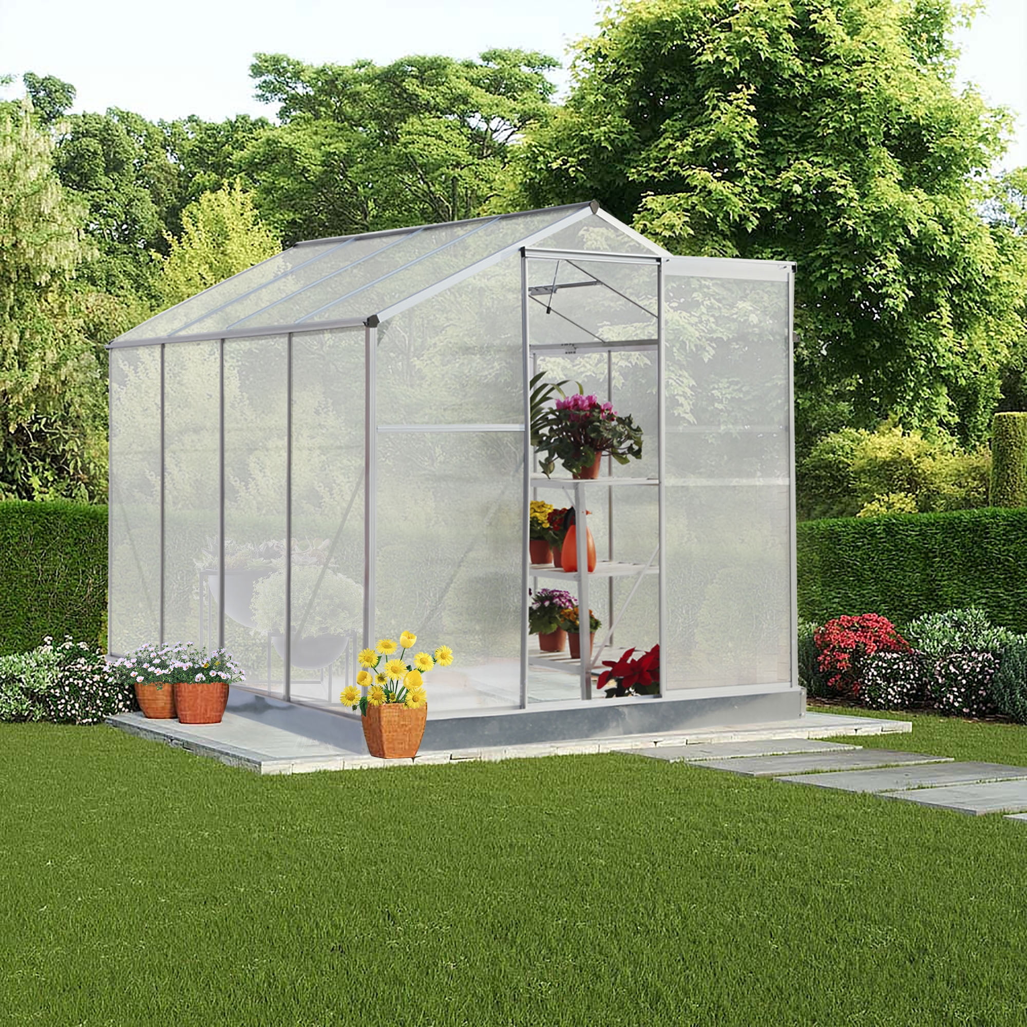 Greenhouse Kit 3 Size Portable Walk In Polycarbonate Panel Plant Outdoor Garden 
