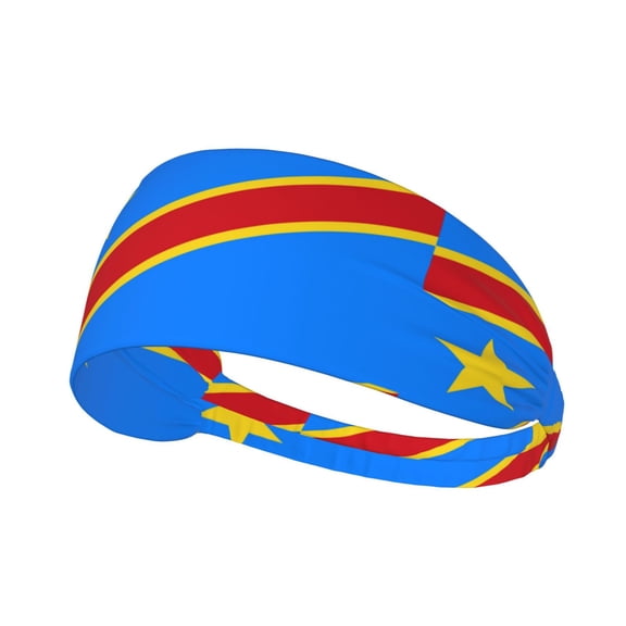 Congo Flag Sports Headbands Sweatbands Non Slip Sweat Bands Athletic Workout Fashion Wide Hair Bands For Men Women
