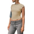 thumbnail image 1 of Sunloudy, blusas cortas para mujer, suéter de moda de Color sólido de manga corta para mujer, camiseta reversible en la parte delantera y trasera, rojo/azul Sunloudy  moda, 1 of 7