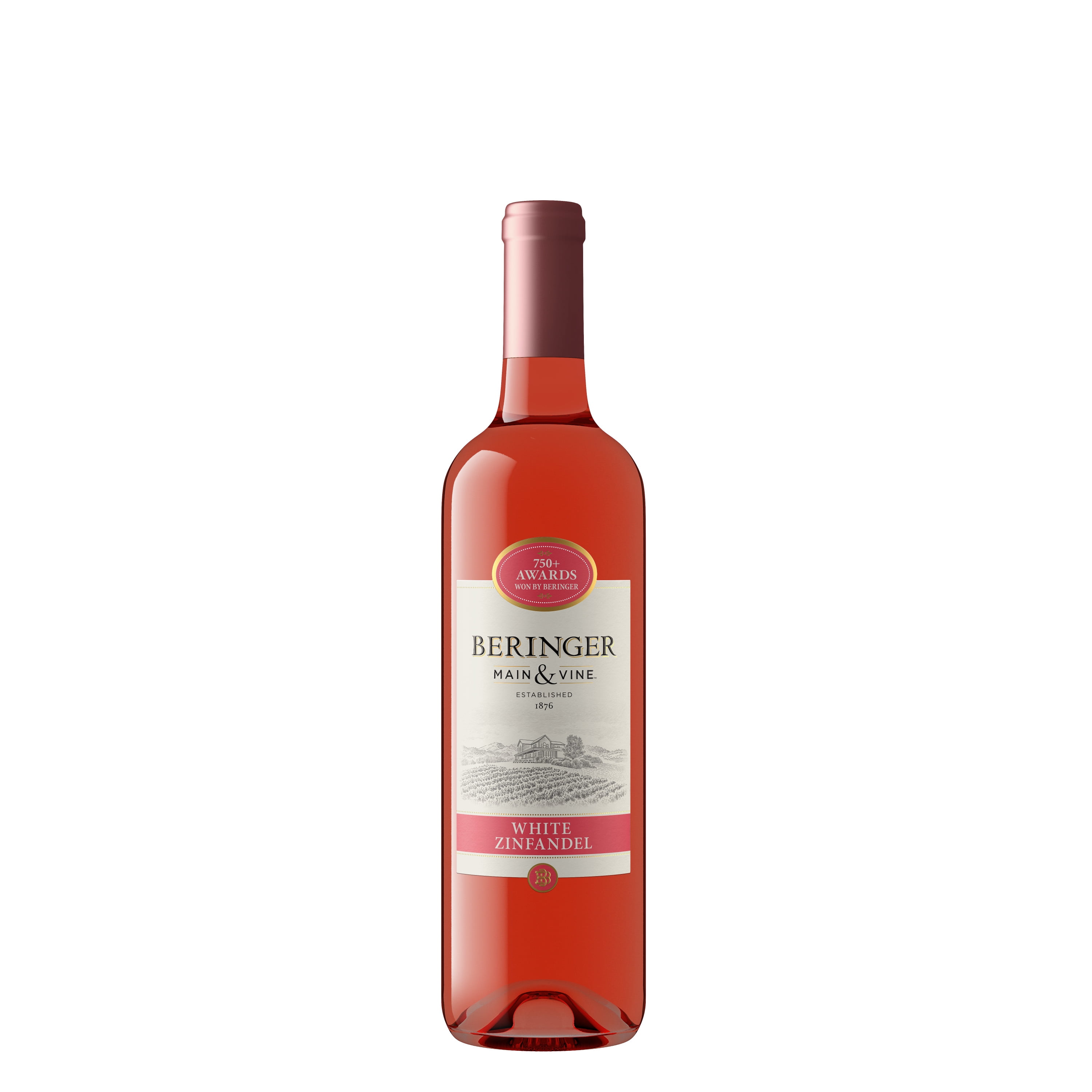 Beringer Main & Vine White Zinfandel Pink Wine, American, 750 ml