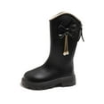 thumbnail image 4 of NAISIBABY Girls Mid-Calf Riding Boots, Back Zipper Waterproof Non-Slip Winter Faux Leather Princess Boots Black 13(Little Kids), 4 of 9