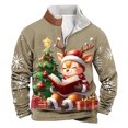 thumbnail image 1 of Sudadera sin capucha para hombre, de invierno, con cuello alto, cremallera, estampado navideño, jersey de manga larga, sudadera con capucha, blusa de poliéster para hombre, 1 of 3