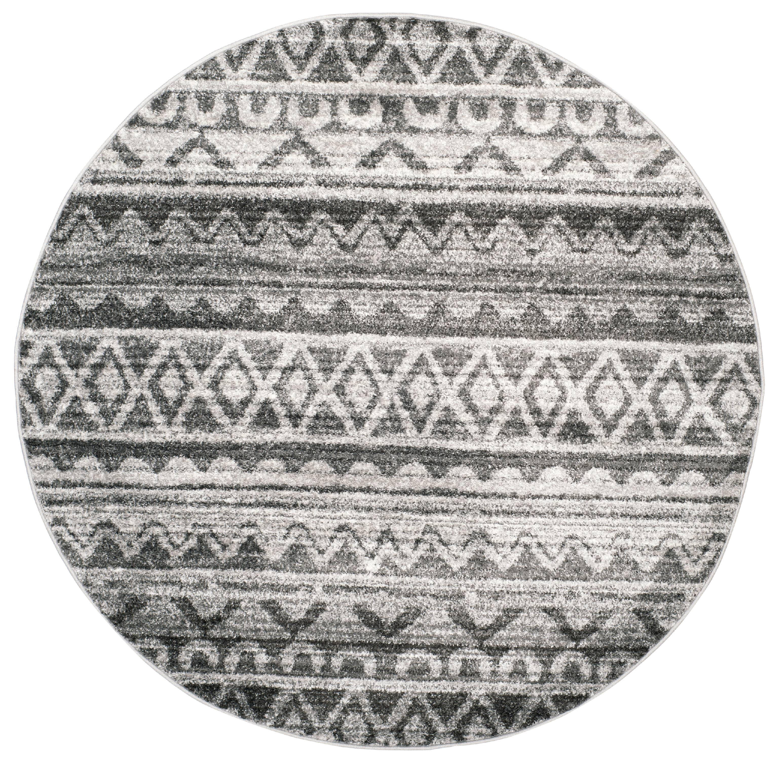 SAFAVIEH Adirondack Emil Southwestern Area Rug, Ivory/Charcoal, 4' x 4' Round