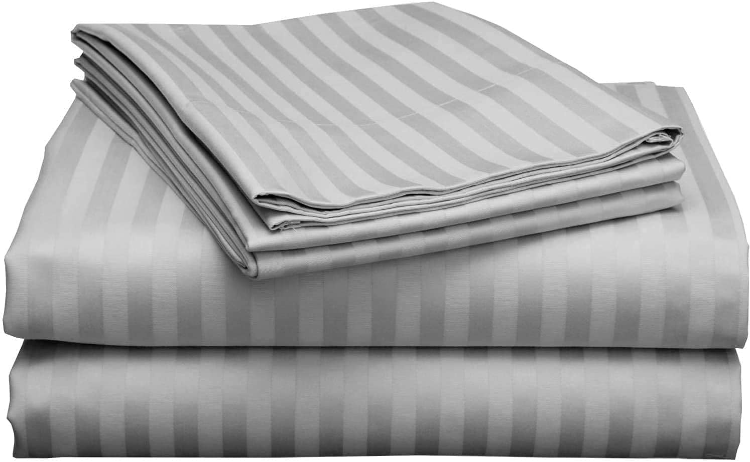 Supreme 1 PC Fitted Sheet 1000 TC Egyptian Cotton Gray Striped Queen Size