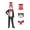 B001- Gray, variant on 4-Piece Cat Halloween Cosplay Costume for Kids, Scary Cat Jumpsuit Set with Mask, Striped Hat & Bow Tie for Boys & Girls