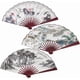 thumbnail image 1 of Abanico plegable de 3 estilos con abanicos de mano de tela con pintura tradicional china, abanicos de mano grandes de estilo chino con patrón de caligrafía, abanico plegable para fiestas y bailes., 1 of 5