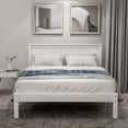 thumbnail image 4 of Twin Size Platform Bed Frame with Headboard, Wood Platform Bed with Slat Support, No Box Spring Needed, White, 4 of 7
