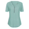thumbnail image 4 of DailyTrove Women's Half-Zip Short Sleeve Blouse - Casual Loose Top, Versatile for Work & Daily, 4 of 5