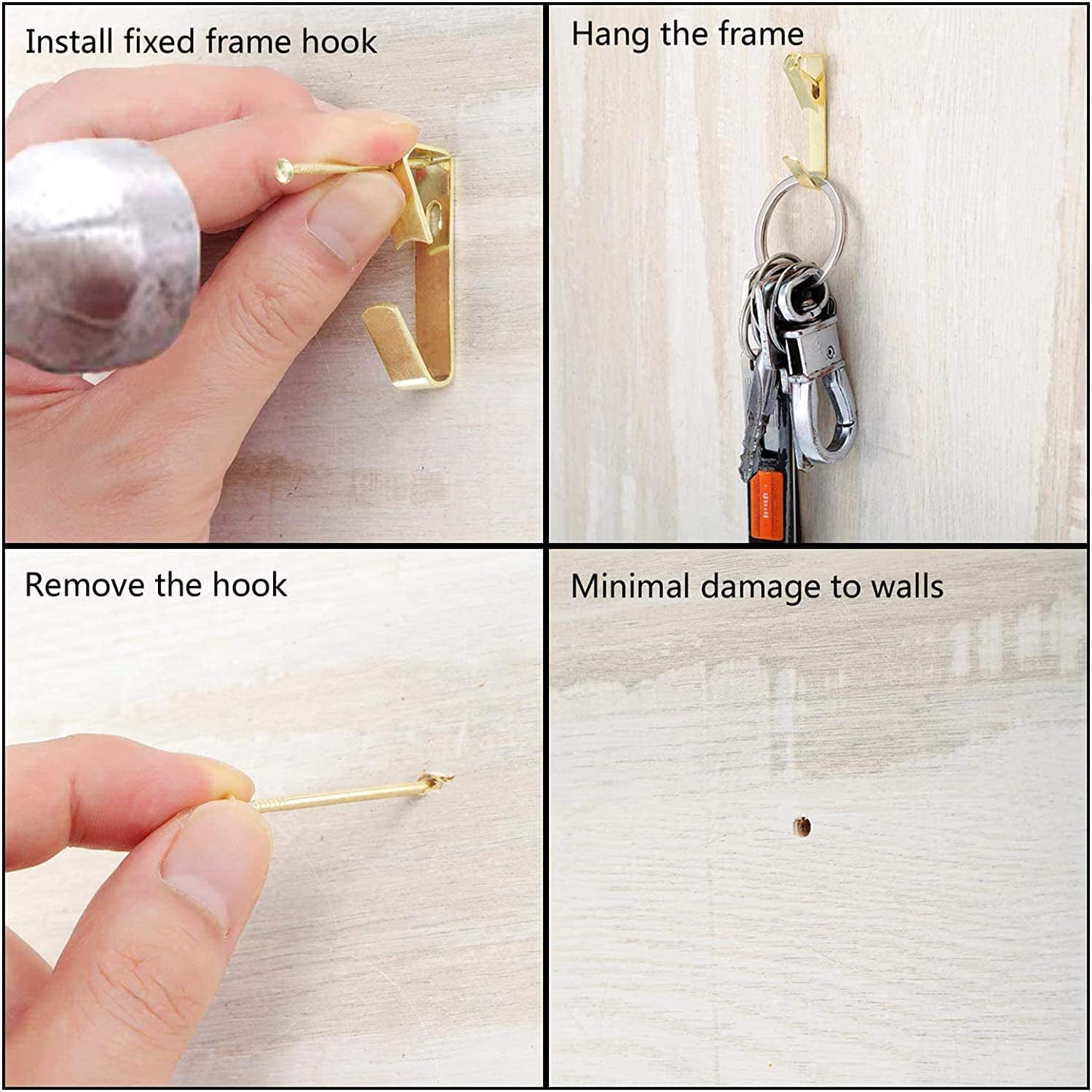 Picture Hanging Hooks Set 130Pcs Heavy Duty Wall Hooks for Pictures Clocks Canvases Clothes Easy Picture Hanging Tool