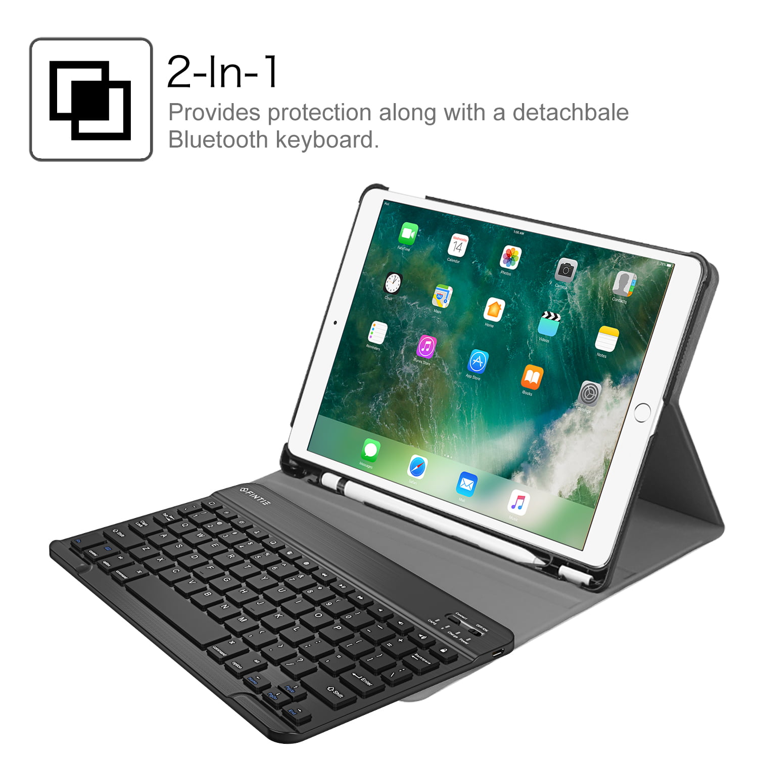 Auto Sleep/Wake Case with Pencil Holder-Detachable Wireless Keyboard Magnetic Folio Cover for New iPad Air 10.5 Inch iPad Keyboard Case 10.5 for iPad Air 3rd Gen 2019 /iPad Pro 10.5 2017 Sky Blue 