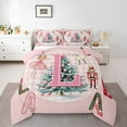 thumbnail image 3 of Homewish Pink Monogrammed L Queen Comforter Set for Teens, Merry Christmas Bedding Sets, Kawaii Xmas Tree Nutcracker Reversible Bedding Comforter Set, Super Cozy Room Decor, 3pcs, 3 of 8