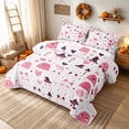 thumbnail image 3 of Erosebridal Cute Witch Ghost Twin Quilt Set, Cartoon Heart Lantern Twin Coverlet Set for Girls, White Pastel Pink Black, 2-Piece 1 Bedspread and 1 Pillowcase, 3 of 7