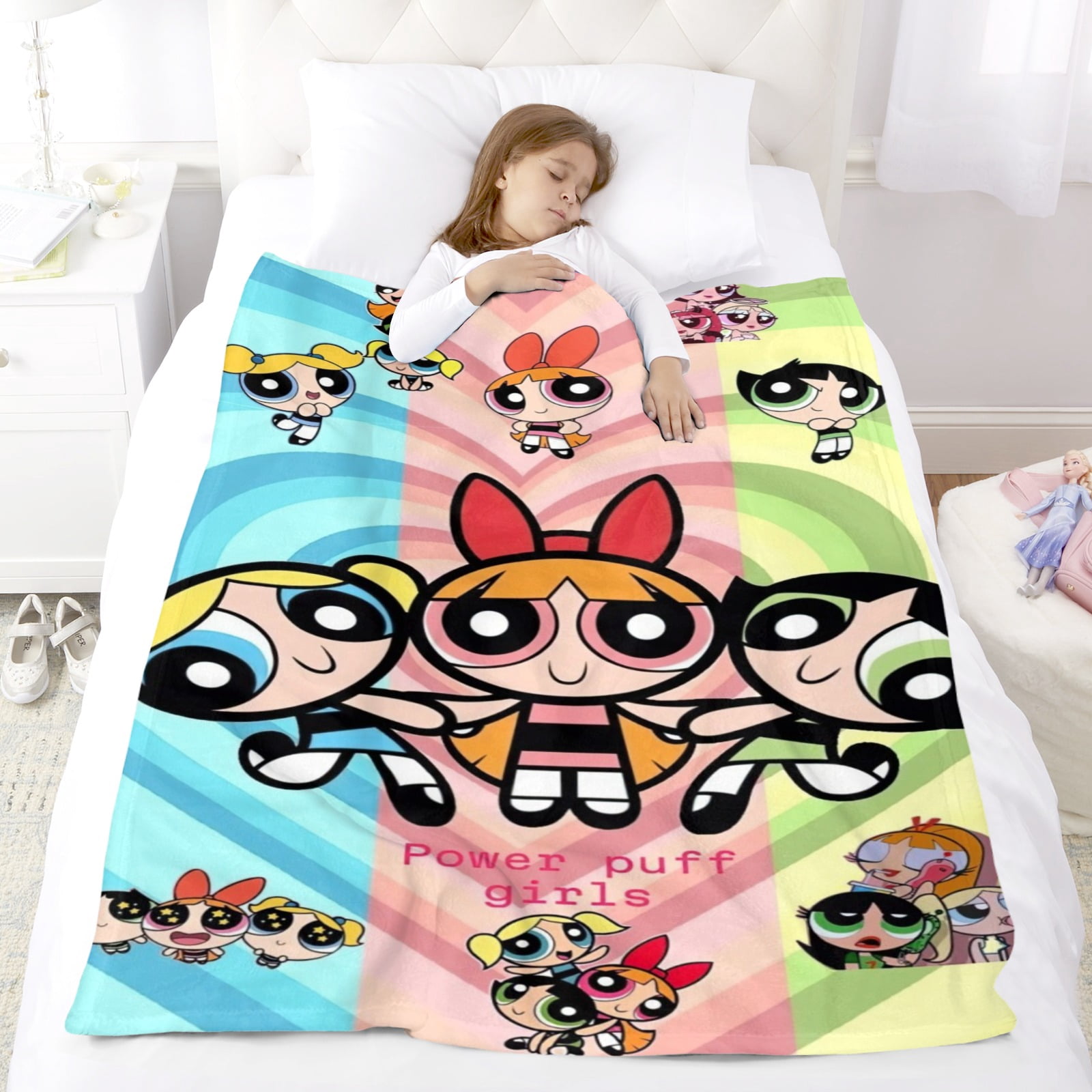Powerpuff Girls Throw Blanket Gifts for Fans Lover Girls Boys Women Present Hoodie Him Bed 30"x40"