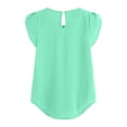 thumbnail image 4 of Wojeull Women's Casual Solid Color Button Short Sleeve Top, 4 of 4