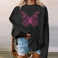 thumbnail image 2 of Luxalzxs Crewneck Sweatshirt Women Pink Ribbon Breast Cancer Awareness Sweatshirt Fall Winter Casual Long Sleeve Butterfly Print Inspirational Pullover Tops, 2 of 5