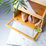Leader Accessories Bamboo Two-Layer Bread Box,Oak