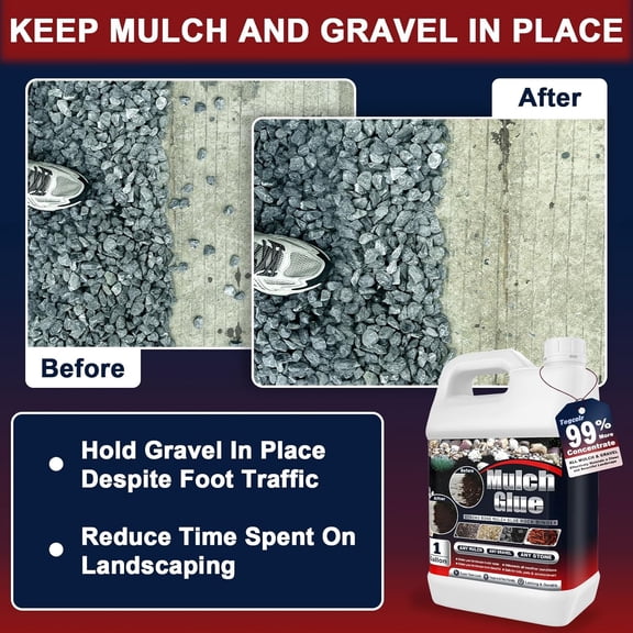Landscaping Mulch Glue - 2 Gallon Strong Adhesive Glue for Rocks Outdoor Landscaping