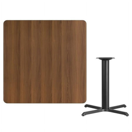 

42 Square Walnut Laminate Table Top With Table Height X Base - Table Height Restaurant Table