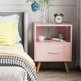 thumbnail image 6 of Kids Nightstand with Charging Station, 2-Tier Pink End Table for Small Spaces, USB Ports & Outlets, 6 of 8