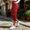 Red, variant on WIZUTIZ Women's Solid Color High Rise Cropped Jogger Pants with Decorative Buttons Elastic Waist Side Pockets Tapered Ankle Casual Trousers Soft Stretchy