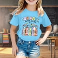 thumbnail image 2 of Girls Tshirt Size 10-12 Round Neckline Loose Fit Breathable Fashion Cute Front/back Print Back To School Kids T-Shirt, 2 of 4