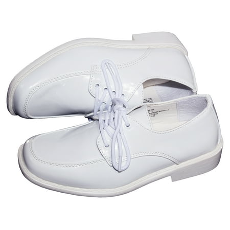 

White Shiny Square Toe Tuxedo Shoes Toddler and Boys Sizes