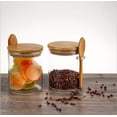 thumbnail image 4 of Japanese Style Eco-Friendly Glass & Bamboo Seasoning Storage Set: 2 Round 8x8cm Jars with Bamboo Lids, Included Spoon for Salt, Sugar & Dry Ingredients, Space-Saving Design, Secure Pearl Cotton, 4 of 5