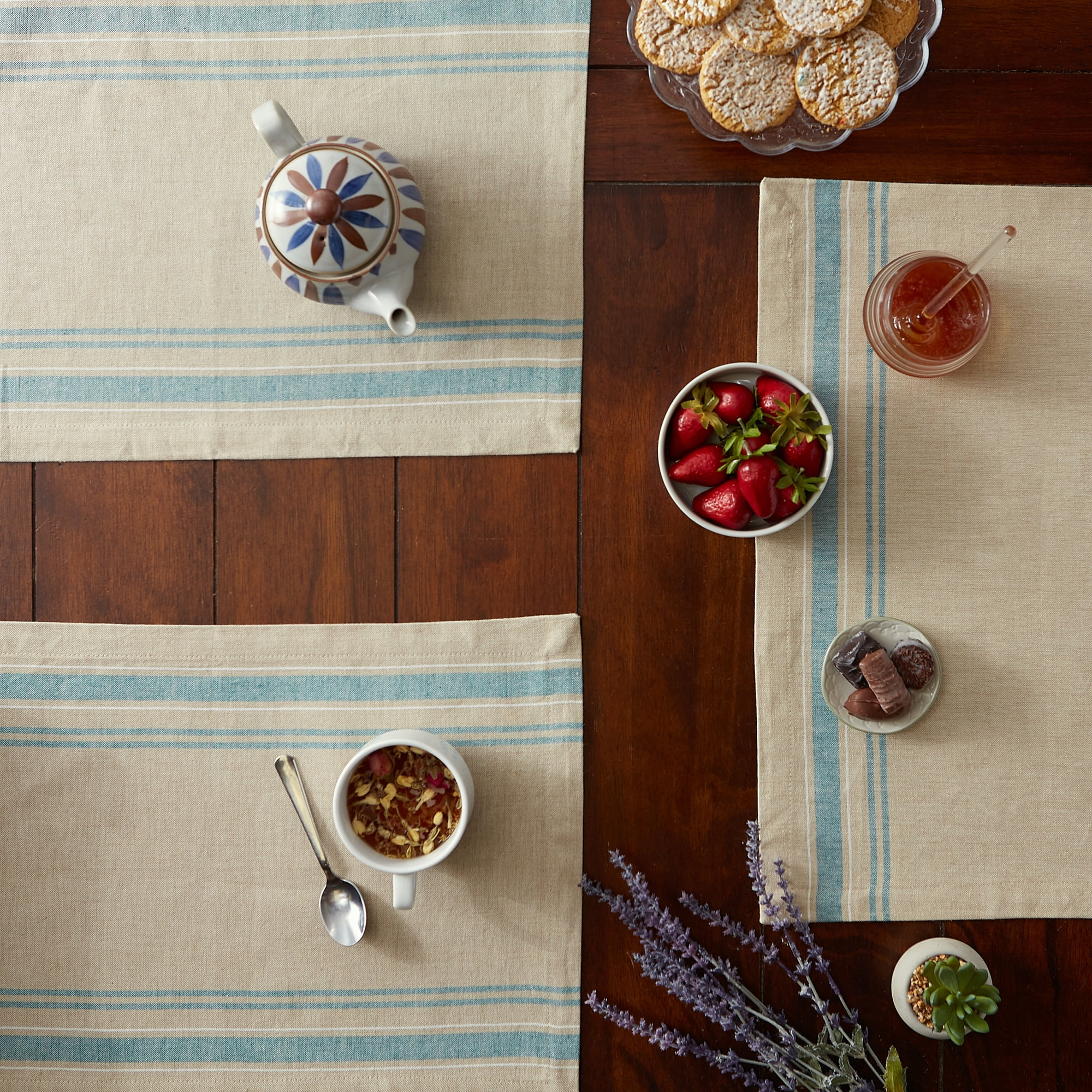 DII French Stripe 13x19" Placemat Set/6