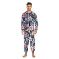 thumbnail image 3 of FORMRS Onesies Pajama for Adults Unisex Hoodie Winter Jumpsuit One Piece Sleepwear, Sizes S-2XL, Pink and Purple Flowers, 3 of 7