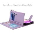 thumbnail image 5 of Wallet Case Compatible with iPhone 11 Detachable 2 in 1 Magnetic Zipper Case,[6 Card Slots] [Wrist Strap] [Stand Feature] Luxury Leather Slim Cover Case for iPhone 11,6.1 inch Purple, 5 of 16