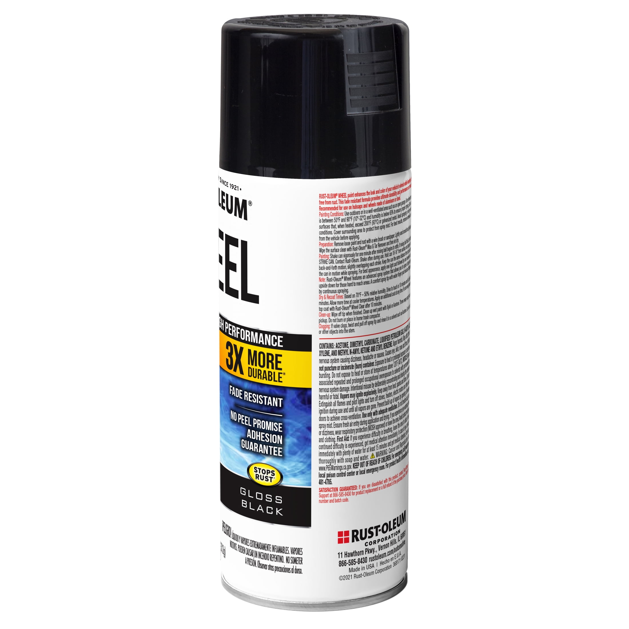 6 Pack, Black, Rust-Oleum Automotive Wheel 3X Gloss Spray Paint-368076, 11 oz