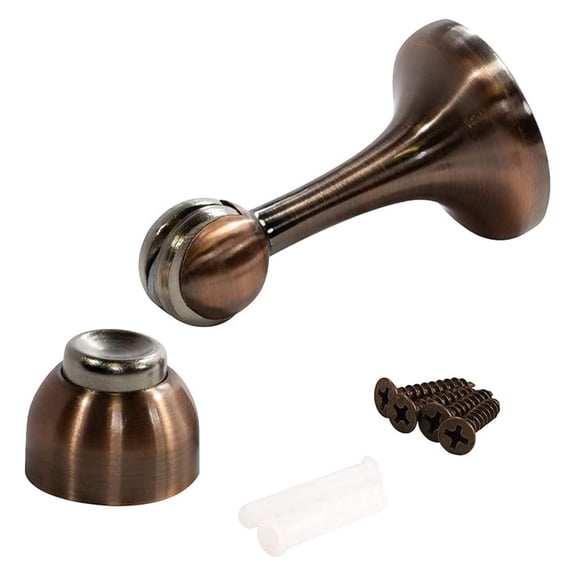 Magnetic Door Stop Holder 3 Inches (Brushed Antique Copper, 5 Pack)