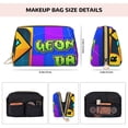 thumbnail image 3 of Lsque Geometry Dash Pattern Genuine Leather Makeup Bag Cosmetic Pouch Travel Organizer Toiletry Clutch Large Capacity Travel Cosmetic Bag, 3 of 6