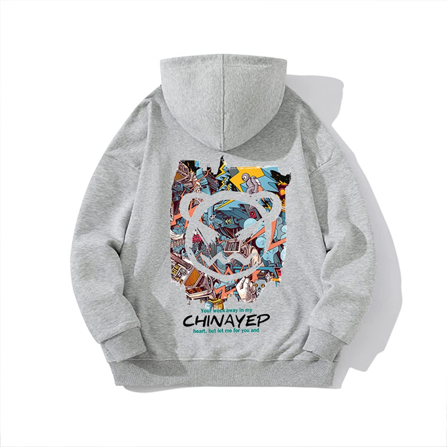 CoCopeaunt Men Y2K Harajuku Hoodie Japanese Anime Manga Print Fake Two Piece  Aesthetic Hooded Sweatshirt Cartoon Street Pullover 