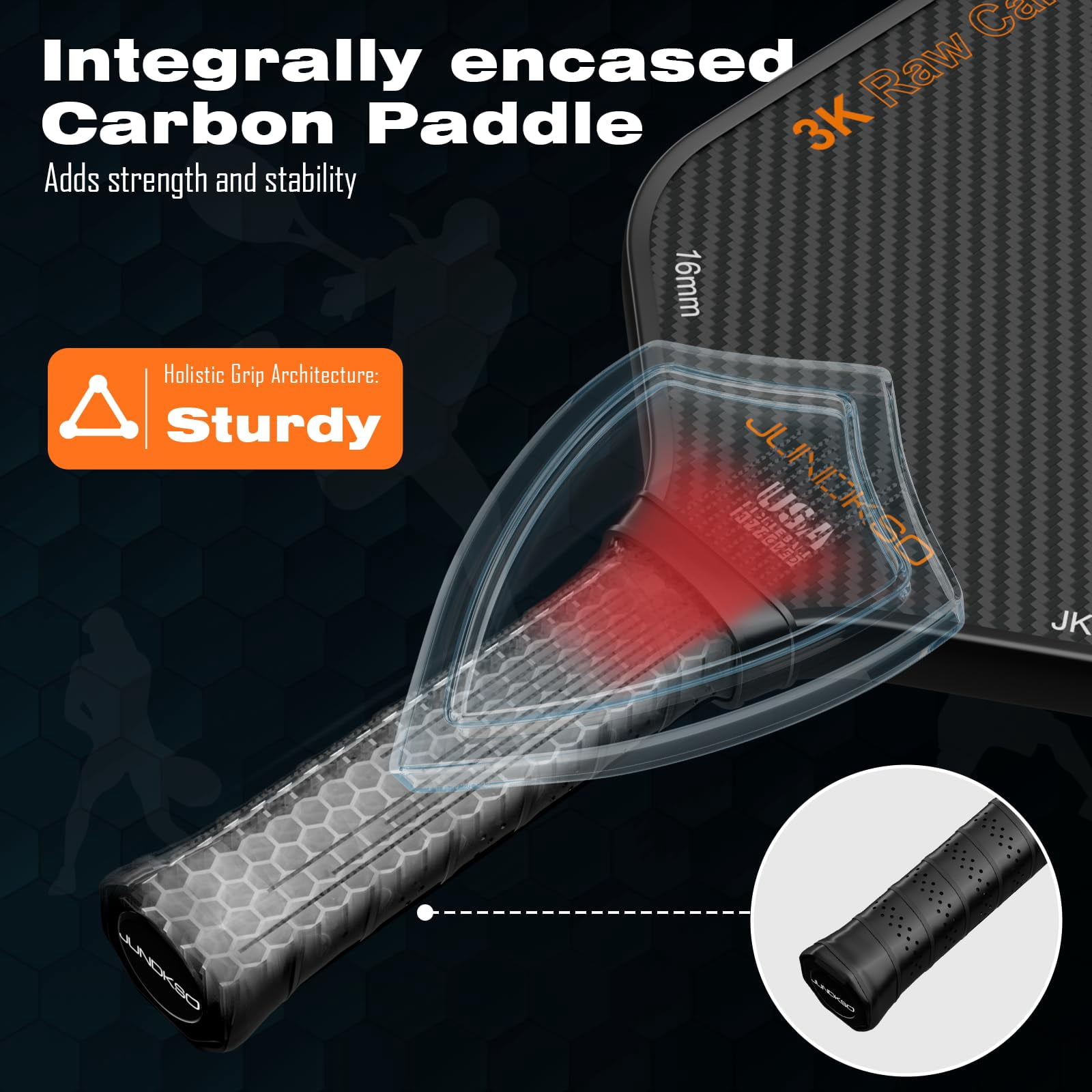 Professional Pickleball Paddles- T700 Carbon Fiber Pickle Racket- 3k Frosted Surface For Enhanced Spin And Friction - Usapa Approved Offensive Long Paddle Intermediate Advanced Players
