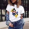 thumbnail image 2 of Ichuanyi Women's Fashion HarAjuku Female Geometric Graphic Print Blouse Short Sleeve Round Neck Loose T-shirt Tops, 2 of 9