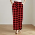 thumbnail image 5 of yillto Womens Plaid Pajamas Pant Wide Leg Elastic Waist Loungewear Bottoms Loose Sleepwear Pjs with Pockets, 5 of 5