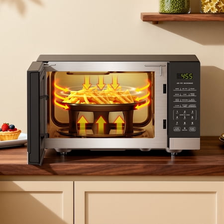 MAINSTAYS 0.9 CU FT 3-IN-1 AIR FRY CONVECTION MICROWAVE OVEN, 900 WATTS