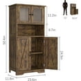 thumbnail image 2 of 50.4" Tall Farmhouse Bathroom Cabinet with Glass Doors, Adjustable Shelves & Anti-Tip Hardware – Freestanding Engineered Wood Storage for Bathroom, Kitchen, Living Room, Brown, 2 of 8