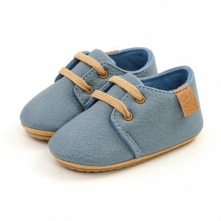 

GOODLY Newborn Baby Boy Girl Shoes Rubber Soft Sole Cute PU Lace-up Non-slip Soft Sole Frist Waliking Shoes Infant Boys Girls Toddler Shoes