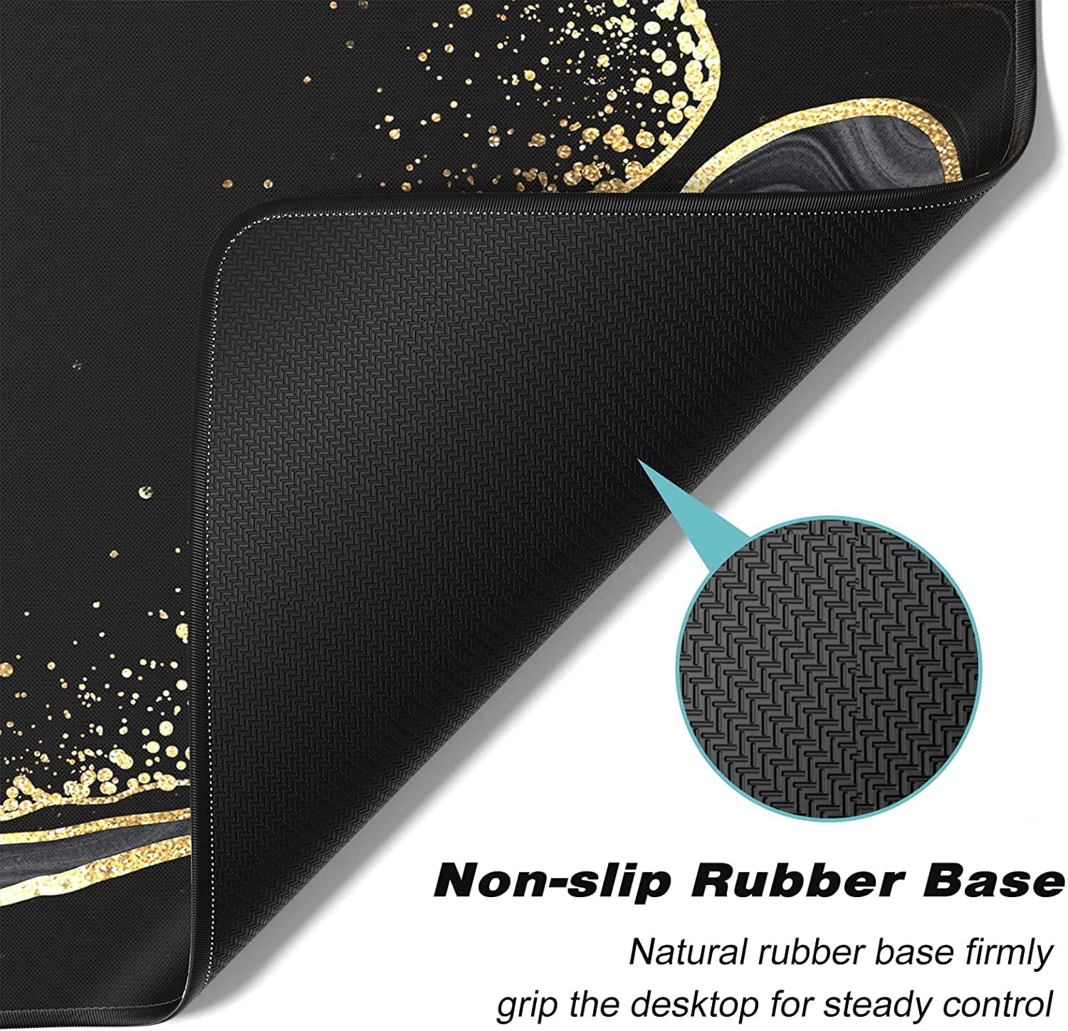 Extended Large Mouse Pad, XXL Gaming Mousepad 31.5 x 15.7 Inch, Big Computer Keyboard Desk Pad, Waterproof Mouse Mat with Stitched Edges and Non-Slip Base for Office Gaming, Black Marble