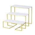 thumbnail image 2 of Luzkey Cake Stand,Display Stand Risers Shelf 3 Tiered, Rectangle Metal Home Decor Display Rack for Candy Cupcake Toys Figure Perfume Gold White, 2 of 8