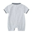 thumbnail image 3 of Baby Boys Girls Summer Short Sleeve Solid Pullover Romper Gentleman Jumpsuit Grey 3 Months-6 Months, 3 of 3