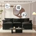 thumbnail image 6 of Bigsyy 3 - Seat Sectional Sofa Couch, Comfy Cloud Style, Deep Seat, Sleeper Function with Throw Pillows. Ideal for Adult - Occupied Living Rooms, Modern Design, Cozy Chenille, Black, 6 of 8