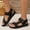 Black, variant on KEVCHE Leather Sandals for Women, Open Toe Adjustable Ankle Strap Slingback Platform Sandals, Wide Width Strappy Summer Casual Dressy Beach Vacation Shoes, Lightweight Chunky Sole Walking Sandals