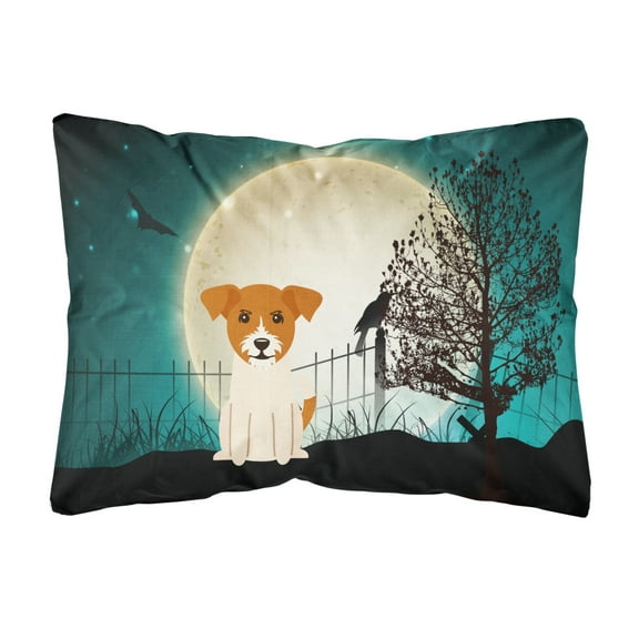 Carolines Treasures BB2298PW1216 Halloween Scary Jack Russell Terrier Canvas Fabric Decorative Pillow, 12H x16W,