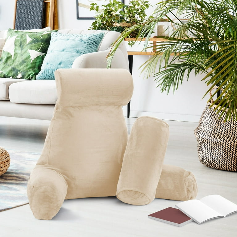 Reading Pillow Extra Large Sitting Relax Backrest for Bed or Chair with Support Arms Shredded Memory Foam Back Rest for Gaming Reading Relaxing
